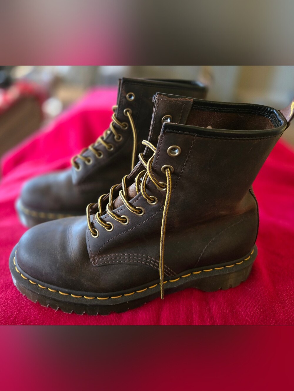 Dr. Martens Brown Leather Lace-Up Combat Boots